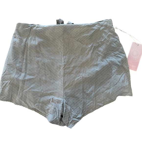 FASHION ON EARTH DOTTED FAUX WRAP‎ TIE FRONT SIDE ZIP SHORT GRAY/WHITE LARGE NWT - Picture 5 of 11